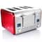 MegaChef Red 4 Slice Toaster in Stainless Steel